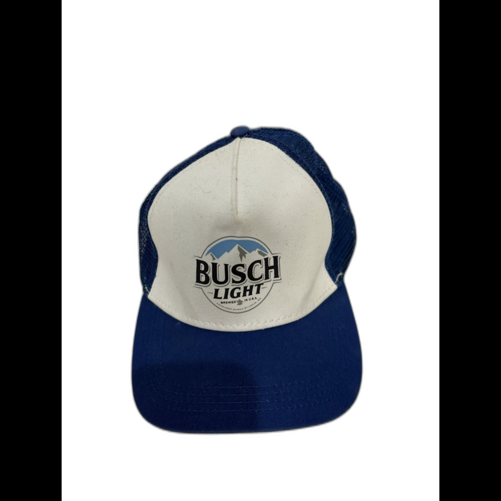 Busch Light Trucker Hat Snapback Blue White Mesh H3 Headwear Beer Cap Adjustable